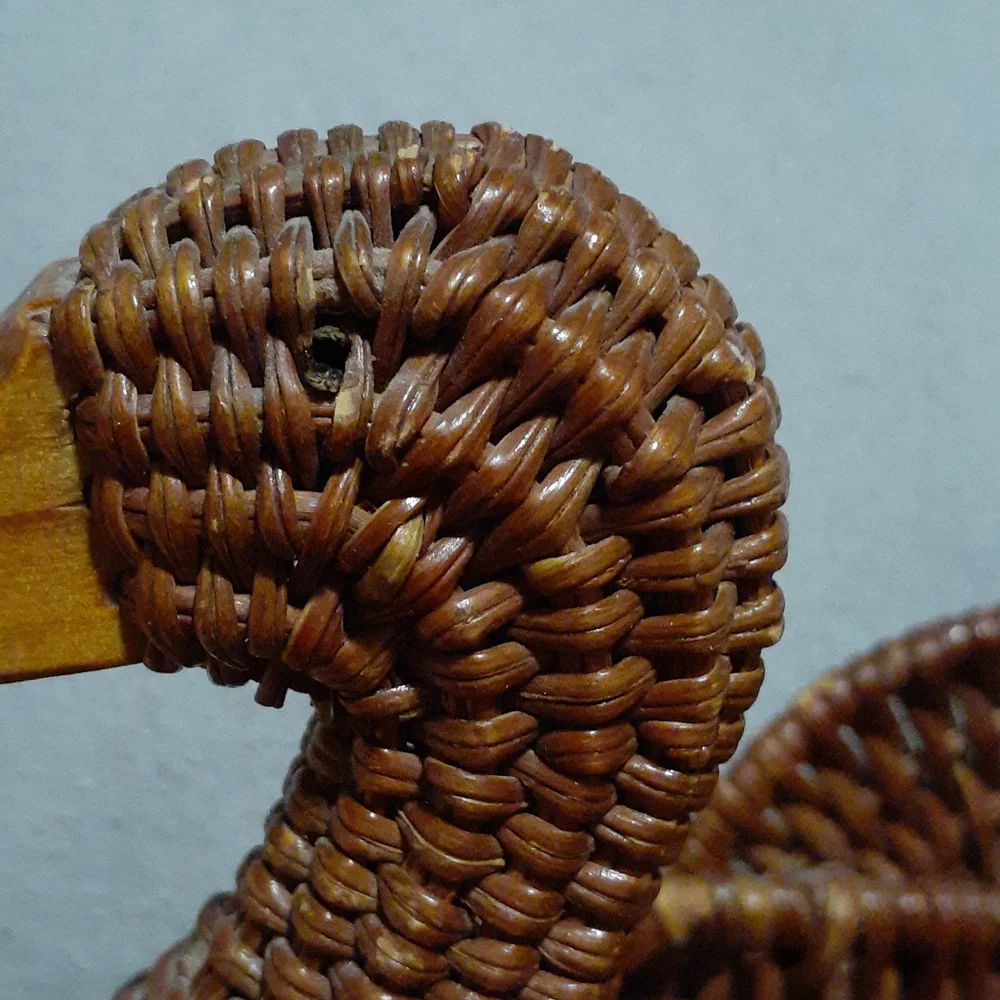 Vintage Wicker Turkey Thanksgiving Basket Wood Beak - Picture 7 of 8